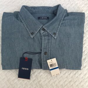IZOD Cotton Chambray Pocket Shirt